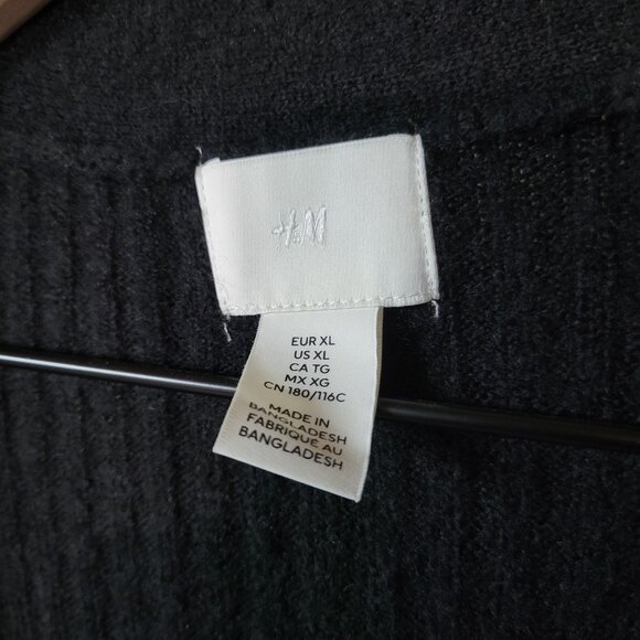 H&M Women's Ribbed Long Cardigan XL Polyester Blend Black - Picture 3 of 3
